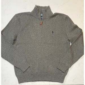 NOT FOR SALE Polo Ralph Lauren Men’s ¼ Zip Mock Neck Sweater Sz M Gray Cotton